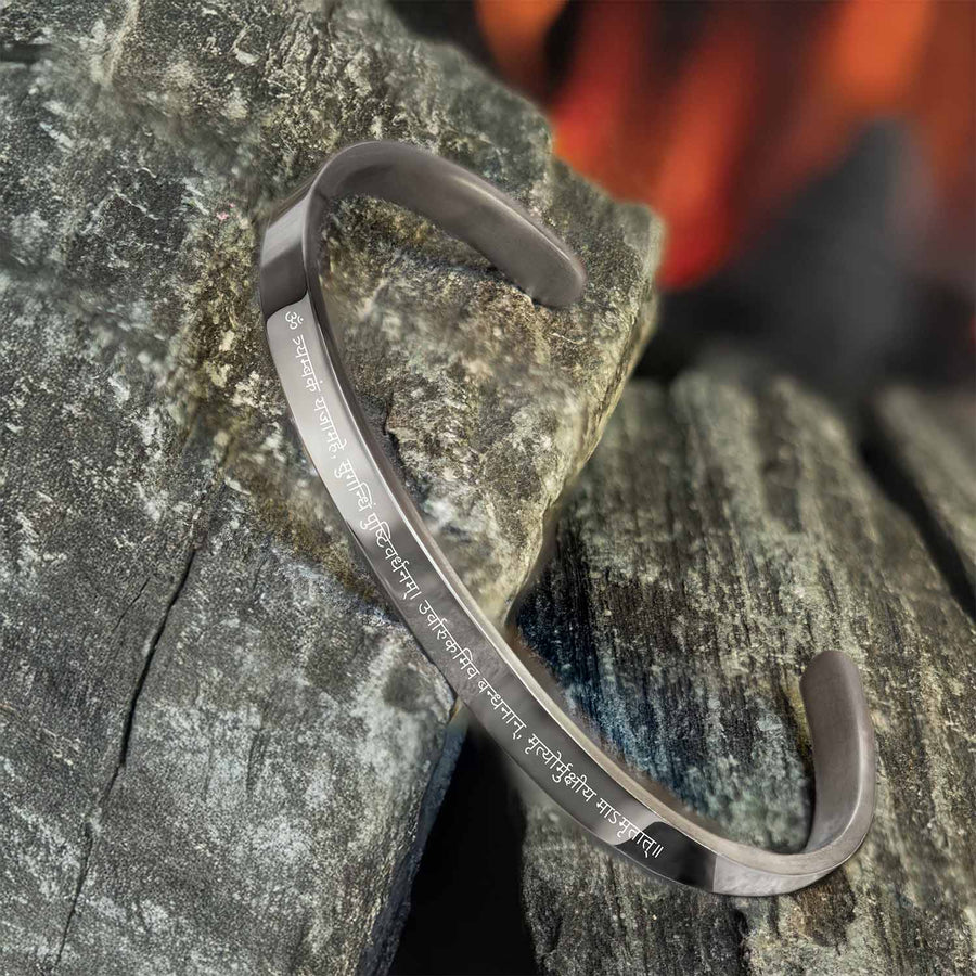 Mahamrityunjaya Mantra Gloss Cuff Adjustable Bracelet