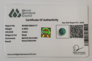 Malachite lab certificate 15