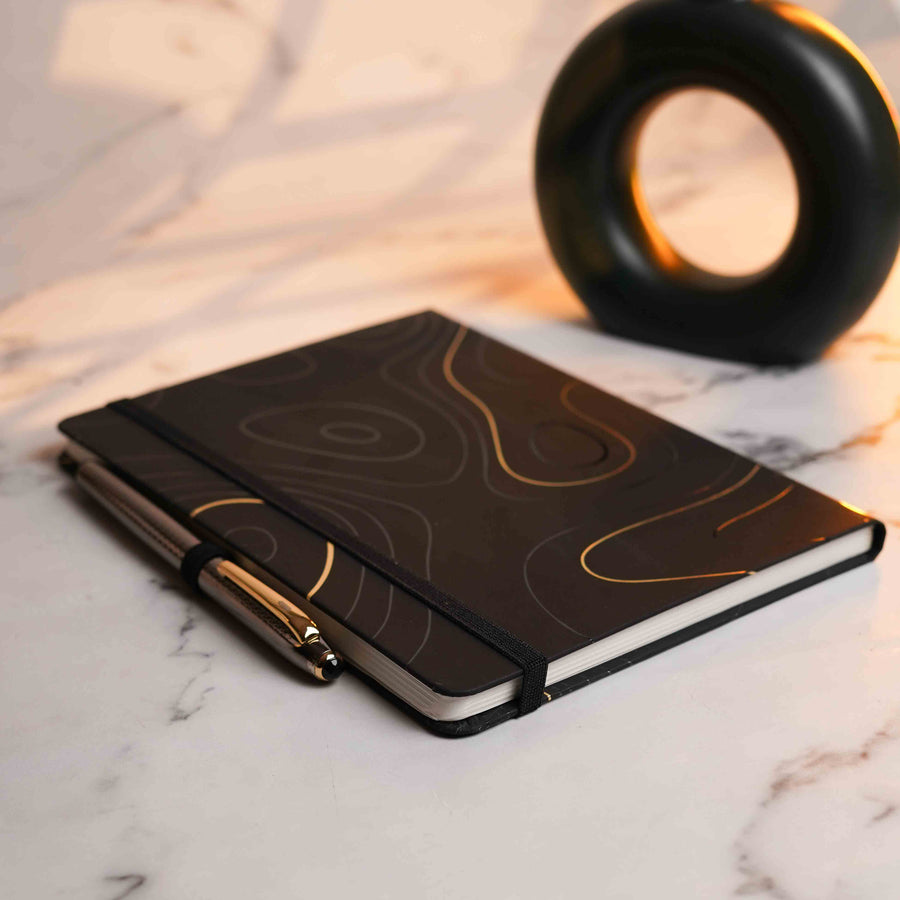 Matte Black Diary with Obsidian MagSnap Roller Ball Pen with Stylus