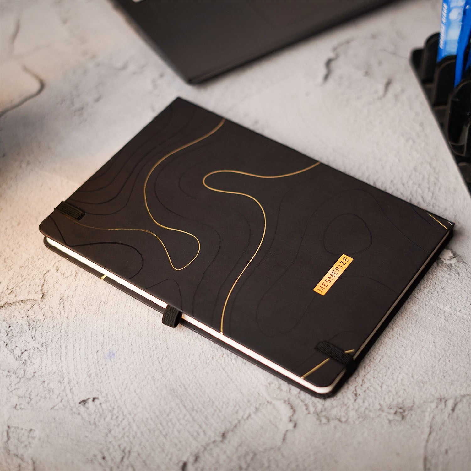 Matte Black Notebook with Malachite 2 in 1 MagSnap Roller Ball Pen with Stylus None