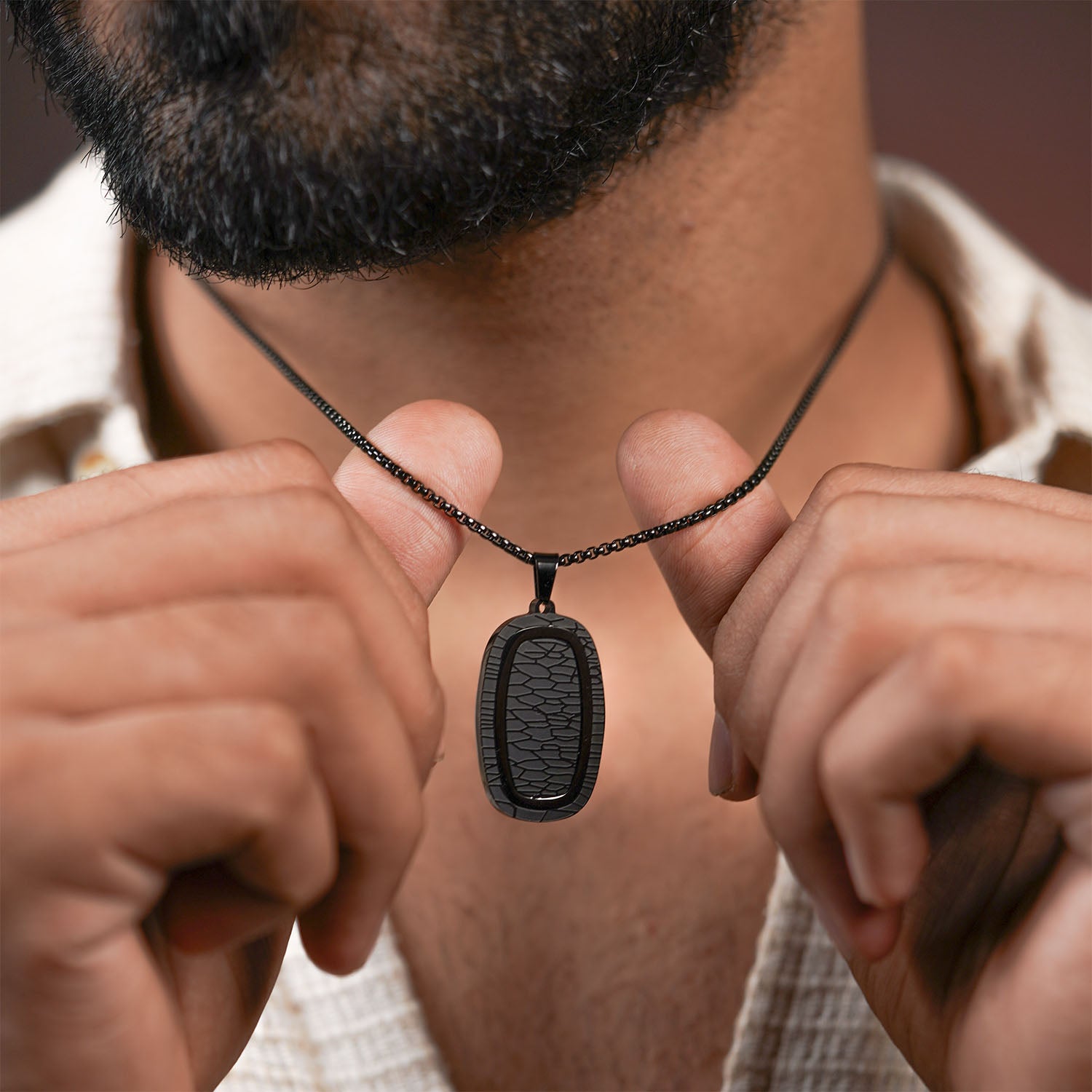 Black Rugged Steel Tag Necklace