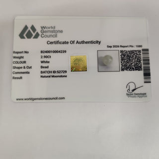 Moonstone lab certificate 15