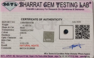Moss Agate lab certificate 6