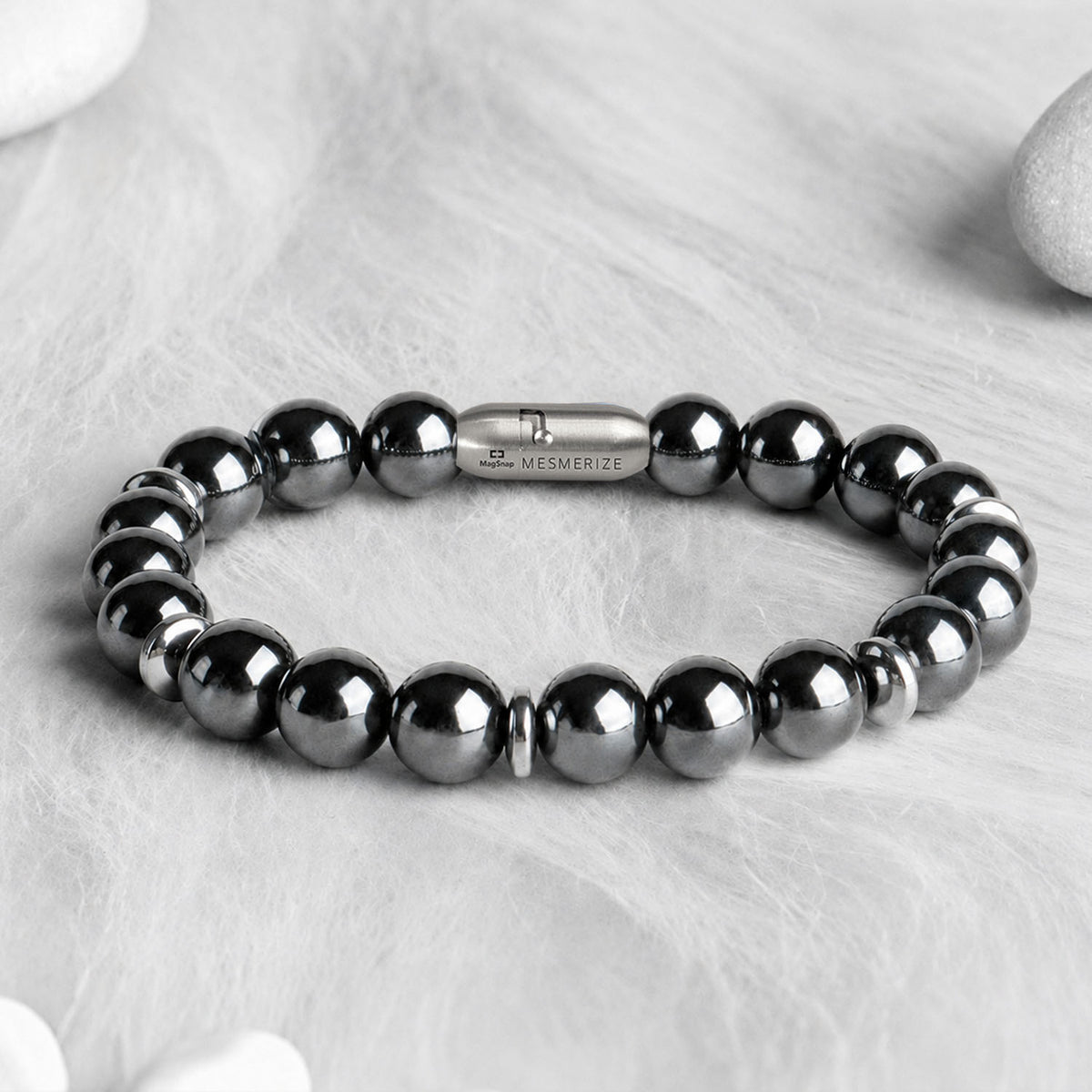 Mystic Grey Hematite Natural Stone Bracelet with MagSnap 2