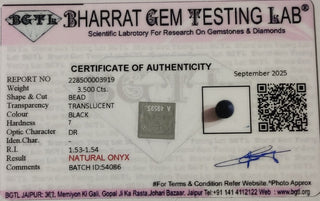 Matte Onyx lab certificate 7