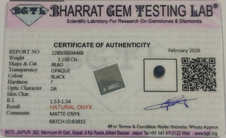 Matte Onyx lab certificate 9