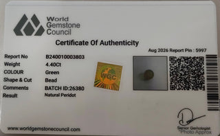Peridot lab certificate 3