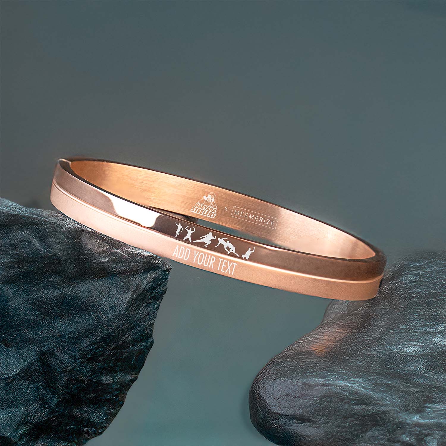 Personalised Kadaddi Moves Dual Finish Kada Bracelet Rose Gold