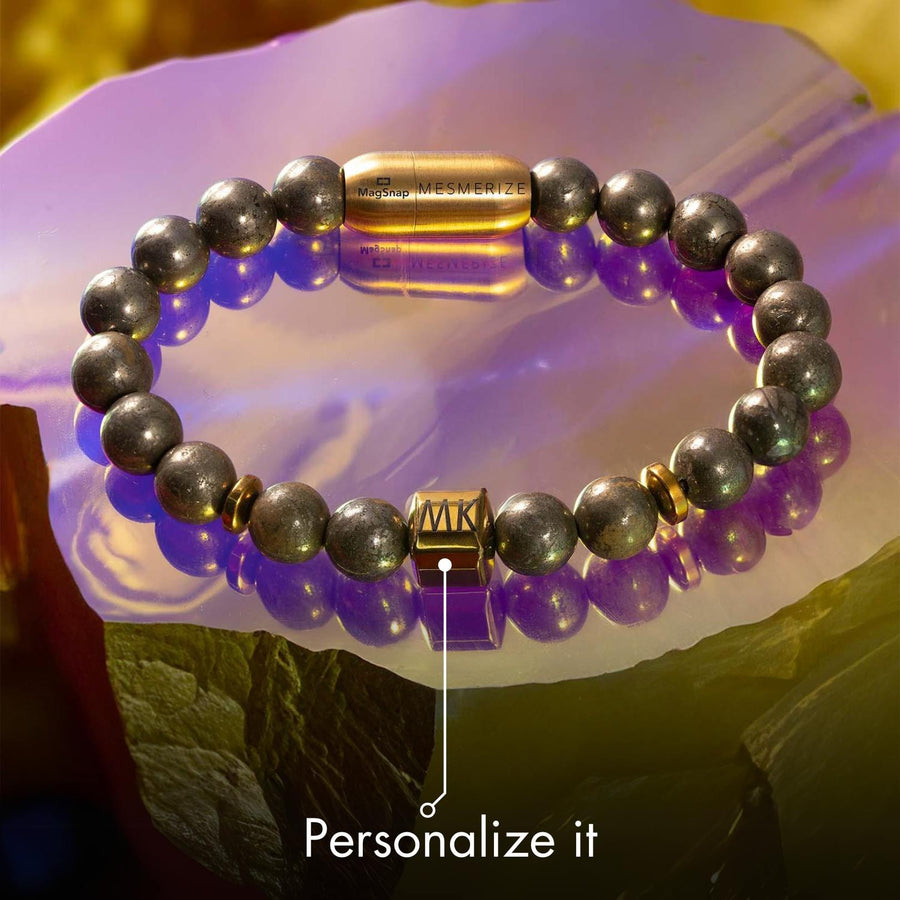 Personalised Money Magnet Pyrite Natural Stone Bracelet With Magsnap