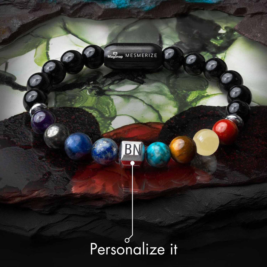 Personalised Super 9 Chakra Natural Stone Bracelet With Magsnap