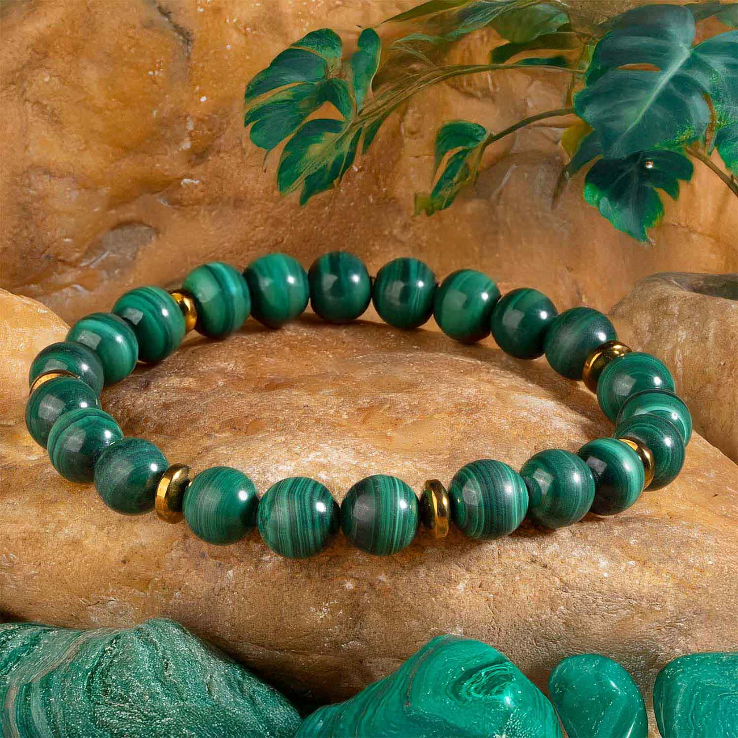 Prosperity Malachite Natural Stone Elastic Bracelet