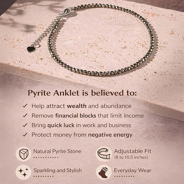 Money Magnet Pyrite Adjustable Anklet
