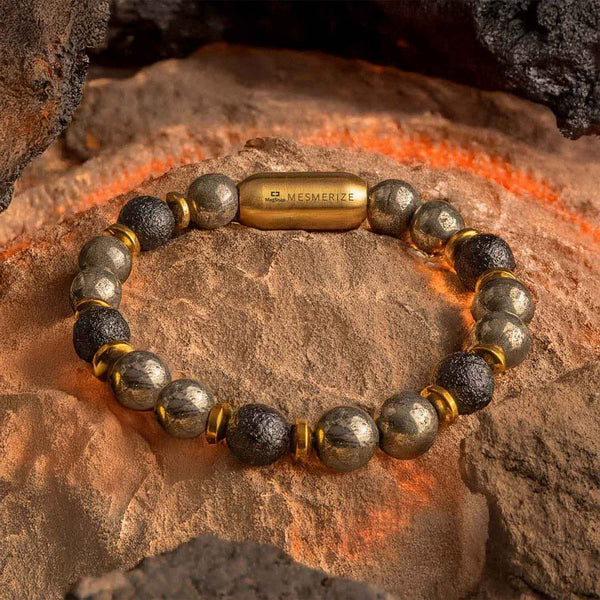 Sacred Growth Pyrite & Saffordite Natural Stone Bracelet With MagSnap 2