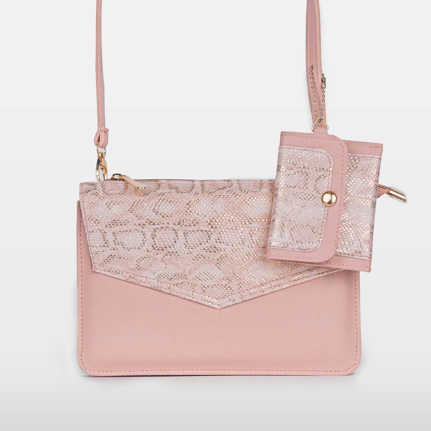 Quartz Pink Zippered Sling Bag (With Coin Pouch)