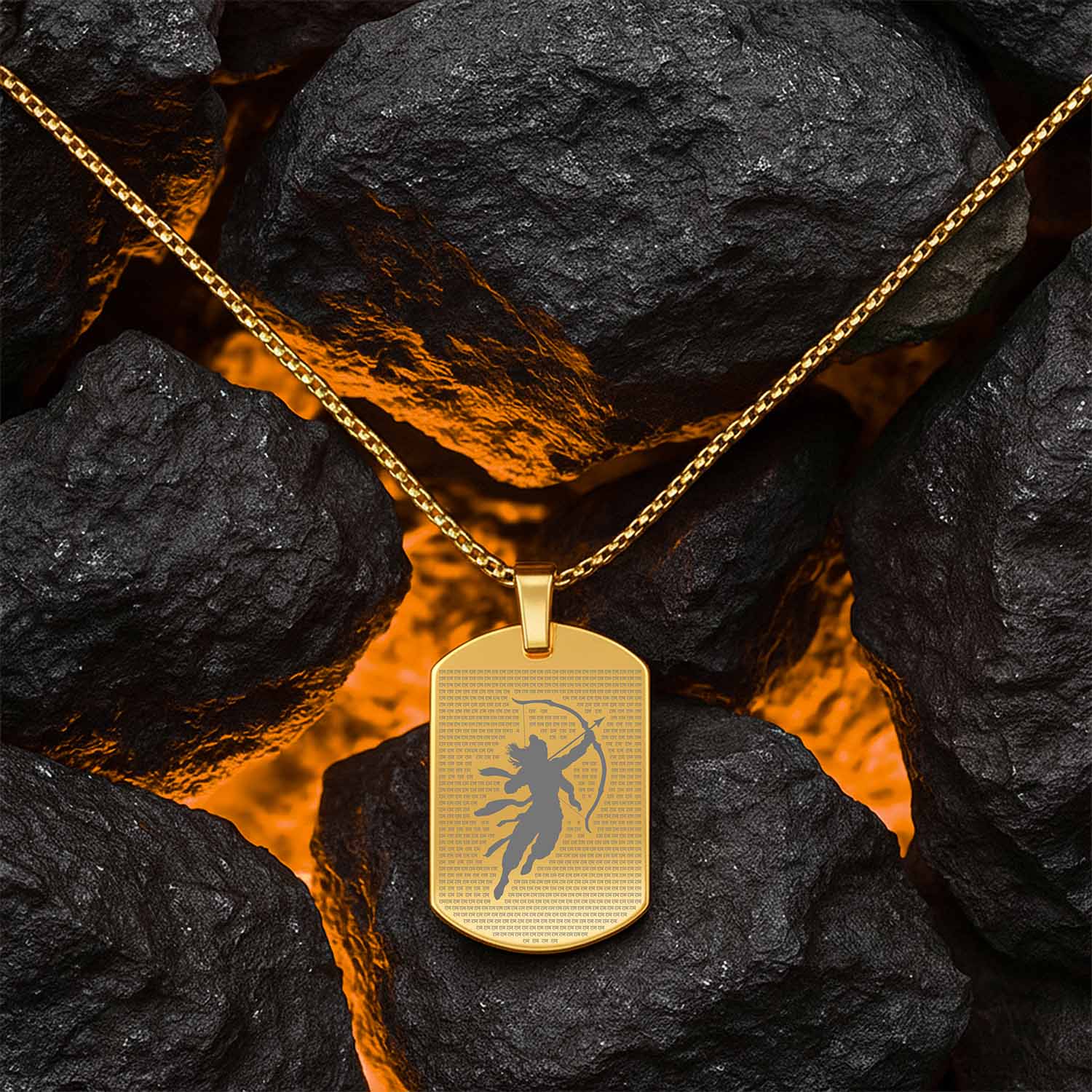 Ram MicroCarved Tag Necklace Gold