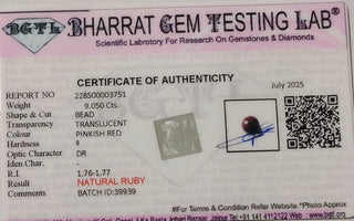 Ruby Stone lab certificate 5