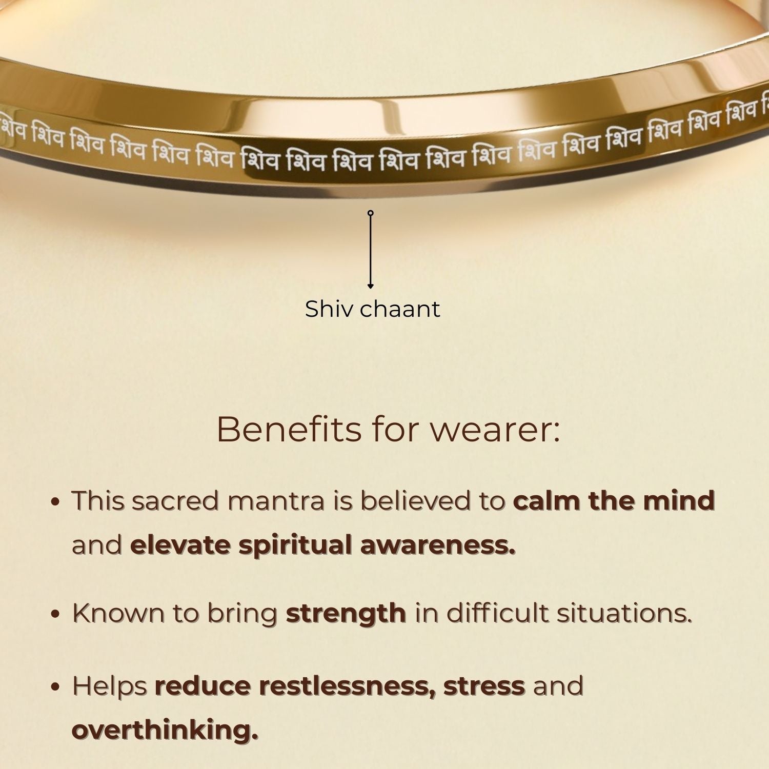 Shiv MicroCarved Round Kada Gold