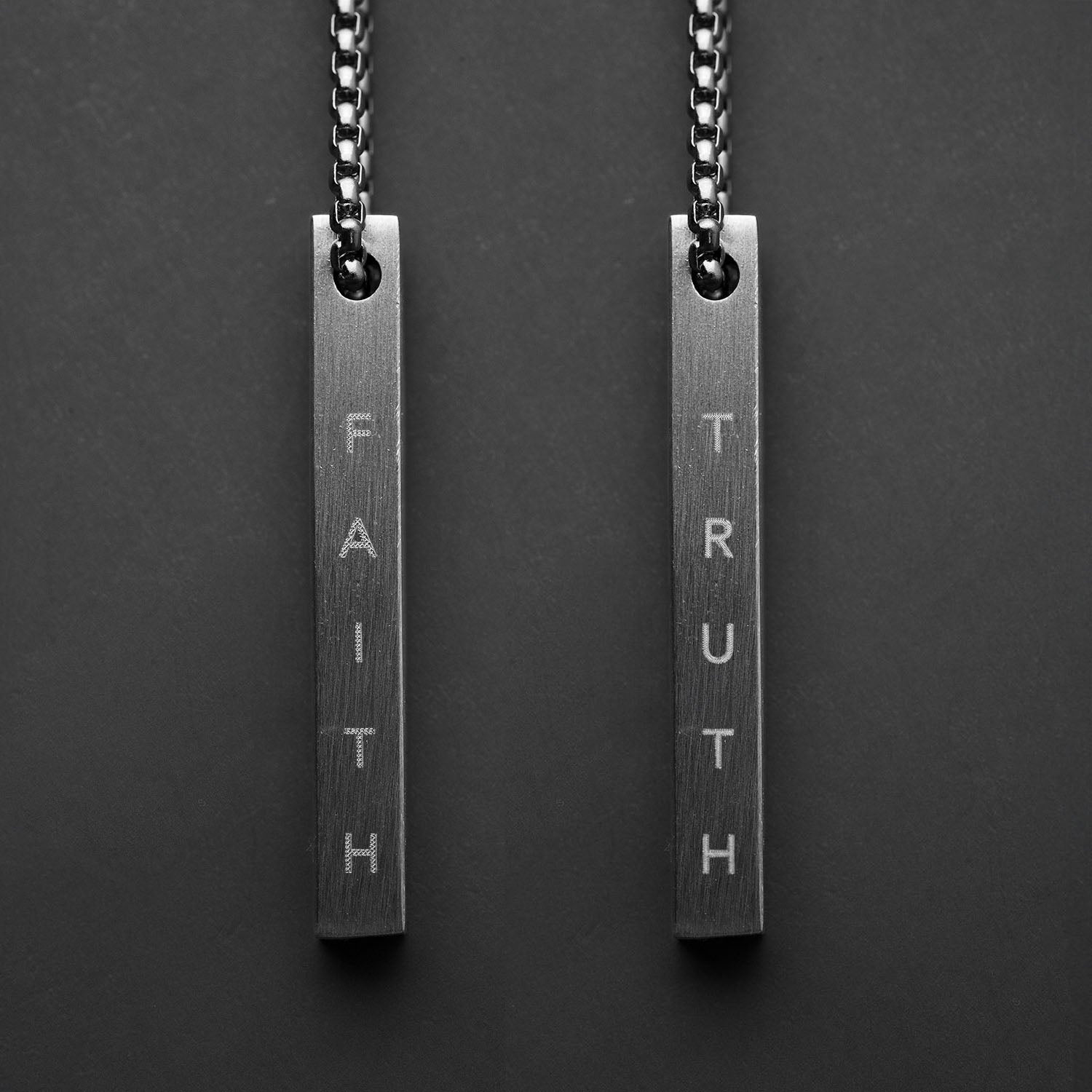 Silver Balance Motivational Bar Necklace