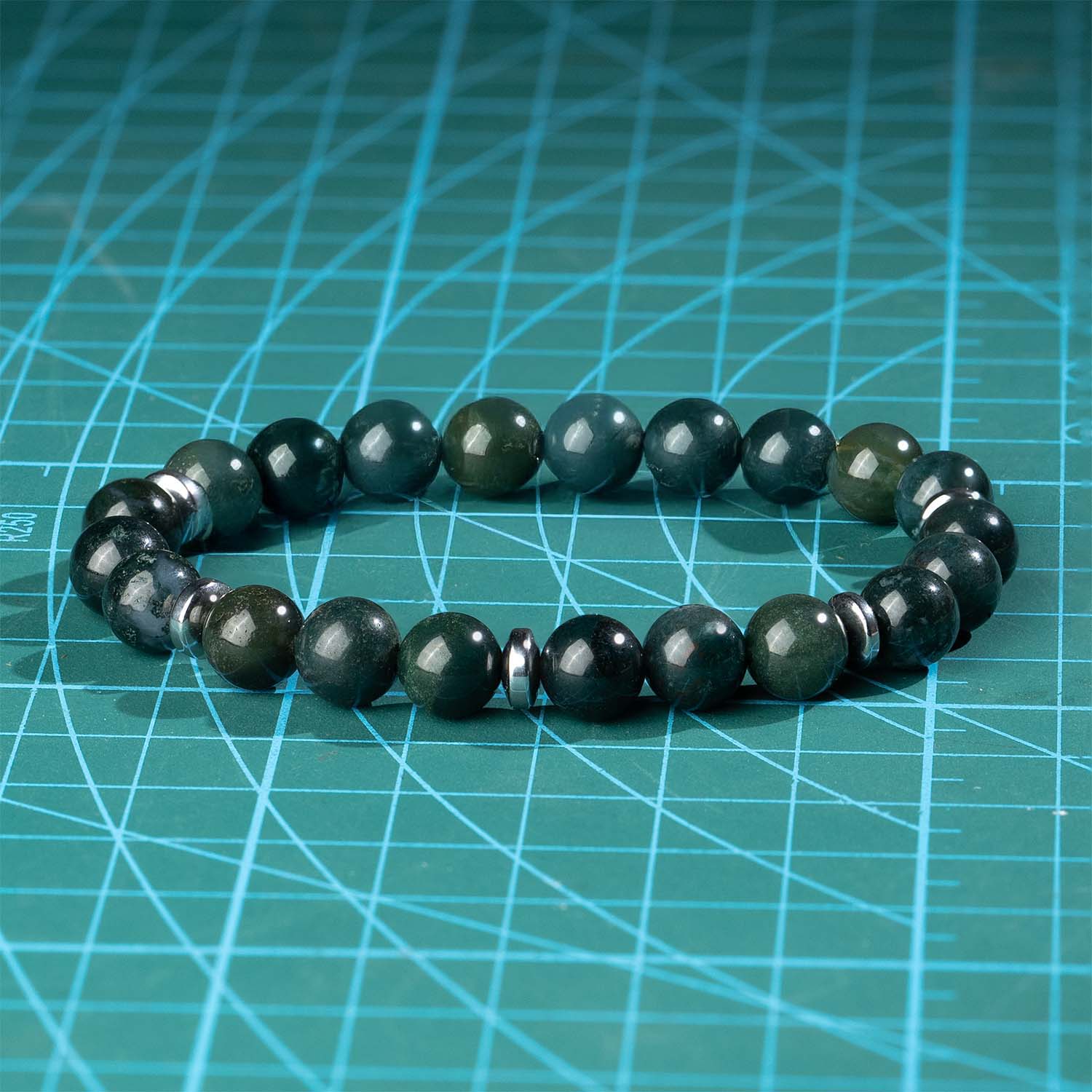 Soulful Moss Agate Natural Stone Elastic Bracelet