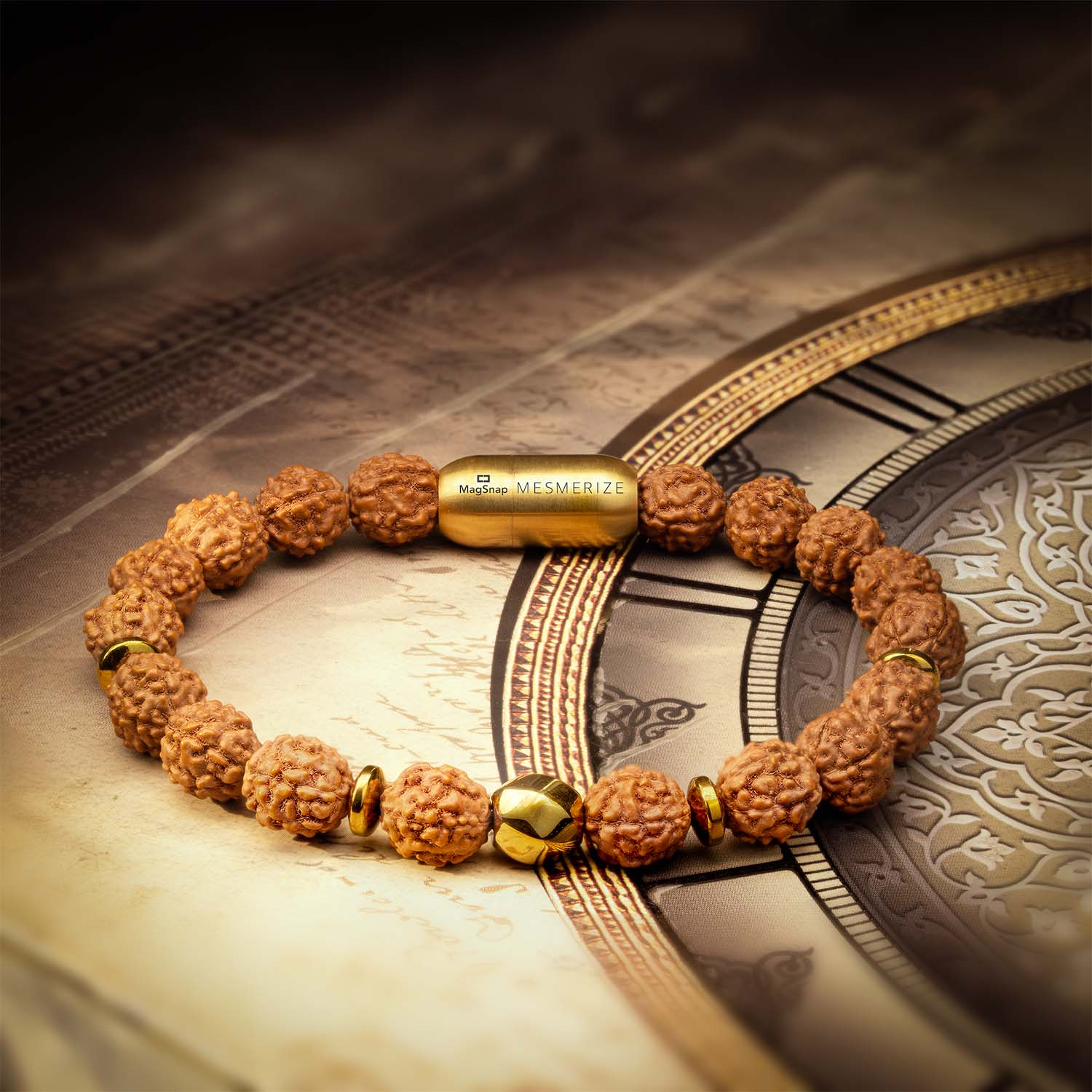 Natural Stone Jewellery Spiritual Rudraksh Natural Stone Bracelet with Magsnap