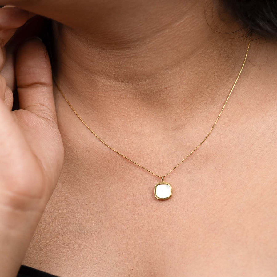 Eden Gold Square MOP Pendant Necklace