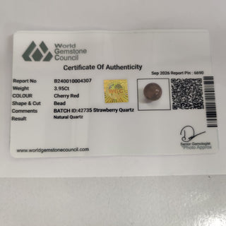 Strawberry Quartz lab certificate 12