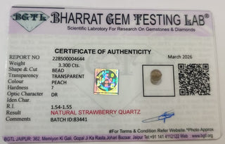 Strawberry Quartz lab certificate 9