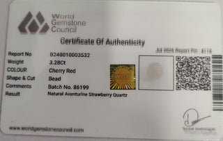 Strawberry Quartz lab certificate 10