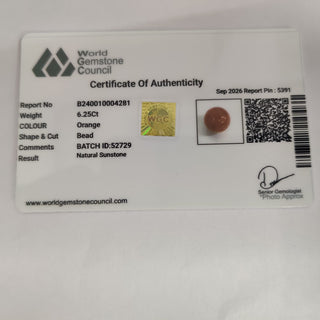 Sunstone lab certificate 12