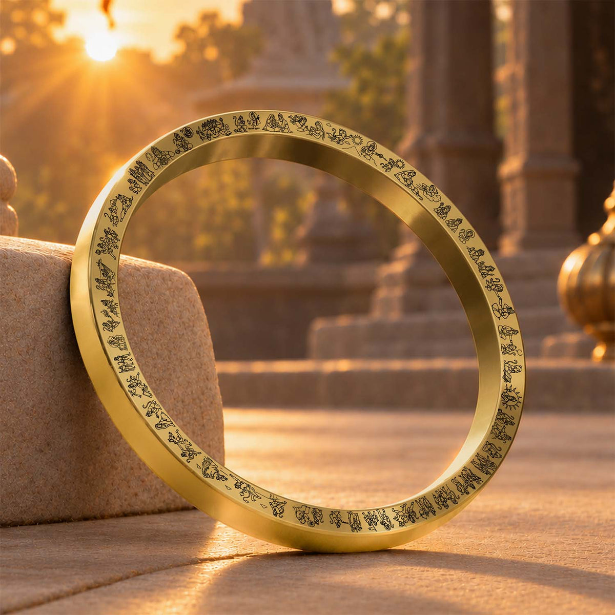 Tales Of Hanumanji MicroCarved Thick Kada Gold