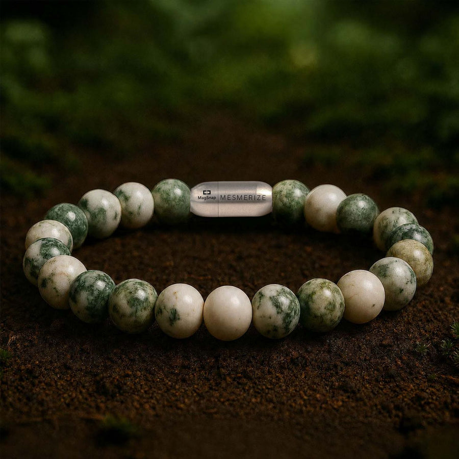 Evergreen Tree Agate Natural Stone Bracelet