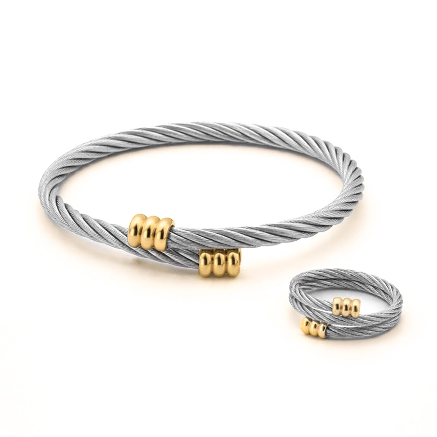 Twisted Cable Adjustable Bracelet and Ring Combo