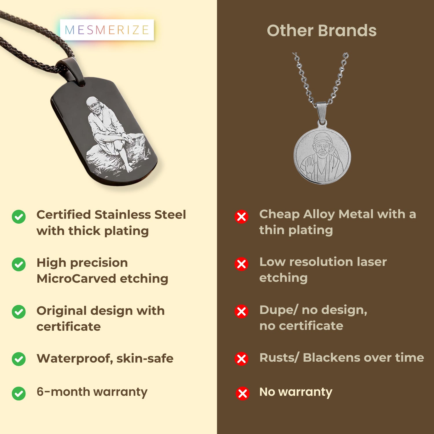 Divine Sai Baba Godform Tag Necklace Black