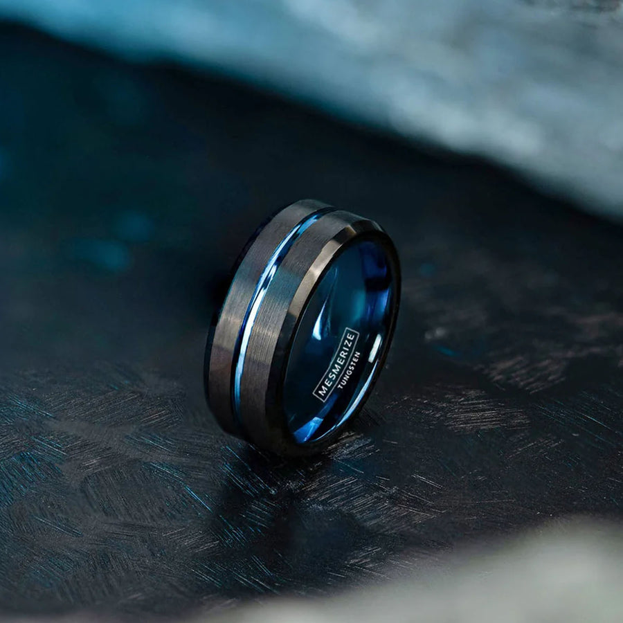 Blue Streak Tungsten Carbide Band Ring
