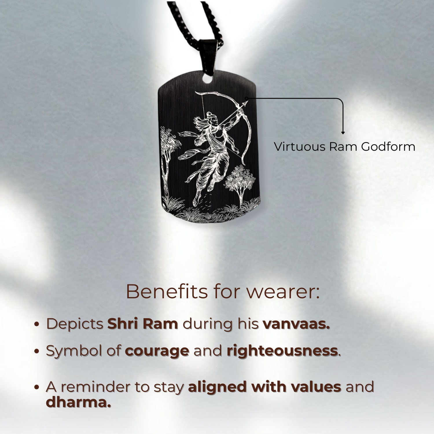 Virtuous Ram Godform Black Tag Necklace