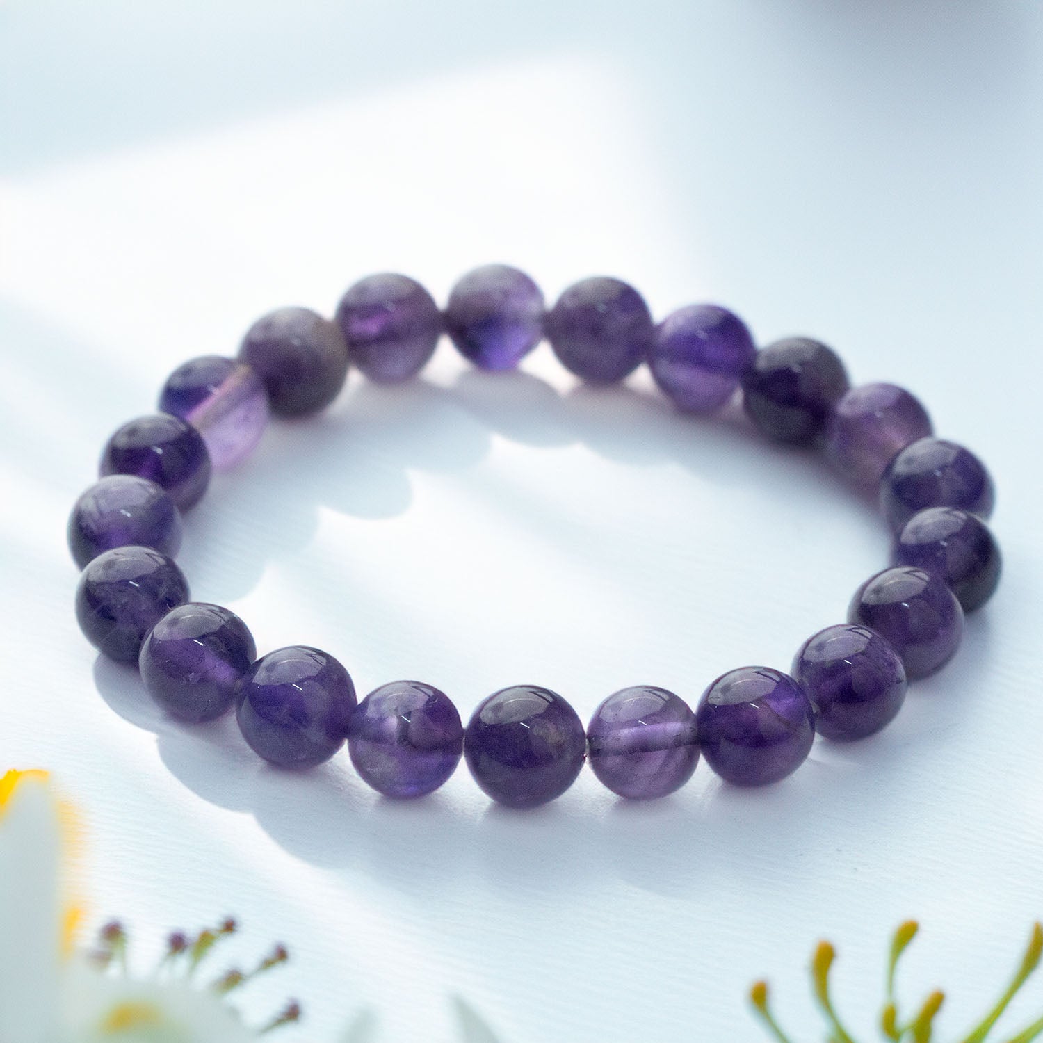 Natural Stone Jewellery Bracelet Amethyst Elastic