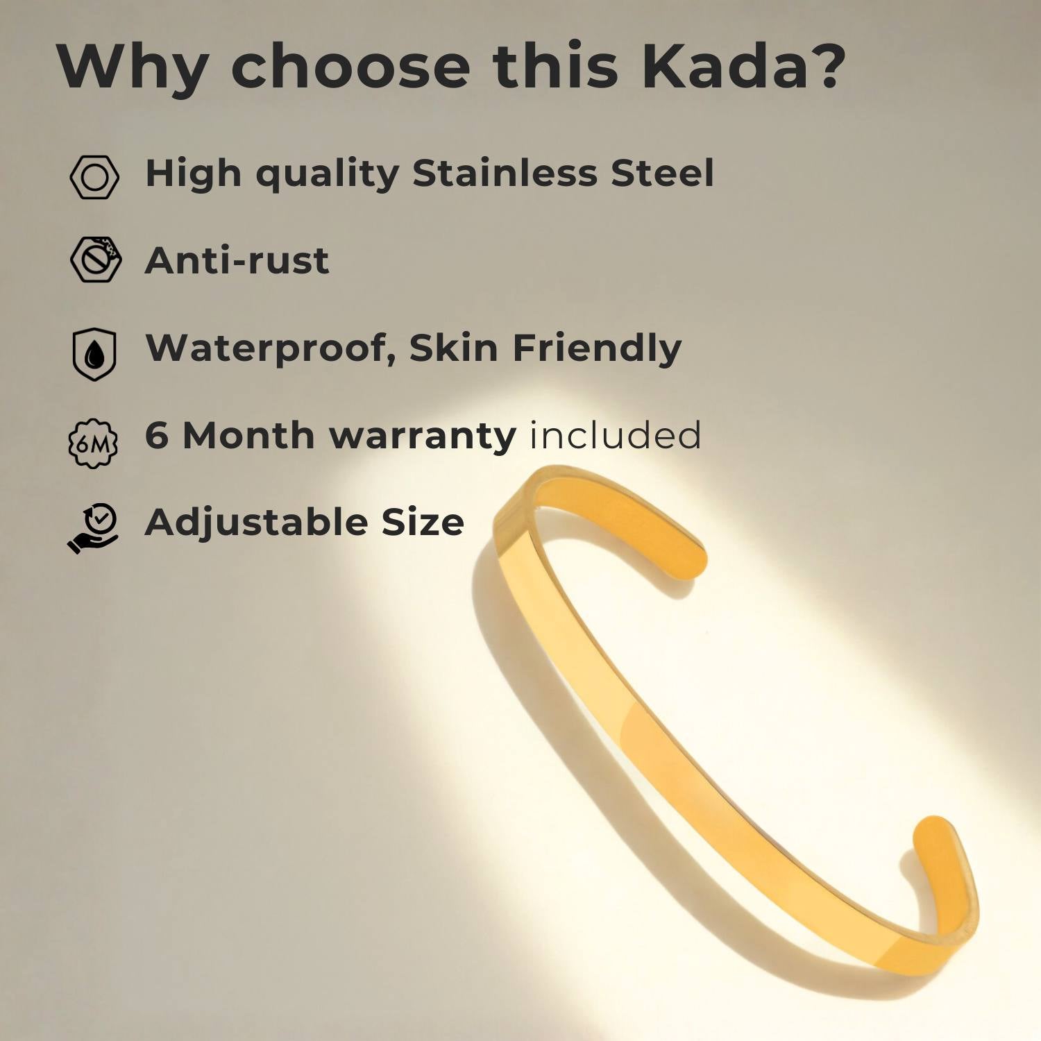 Khanda Gloss Cuff Adjustable Bracelet Gold