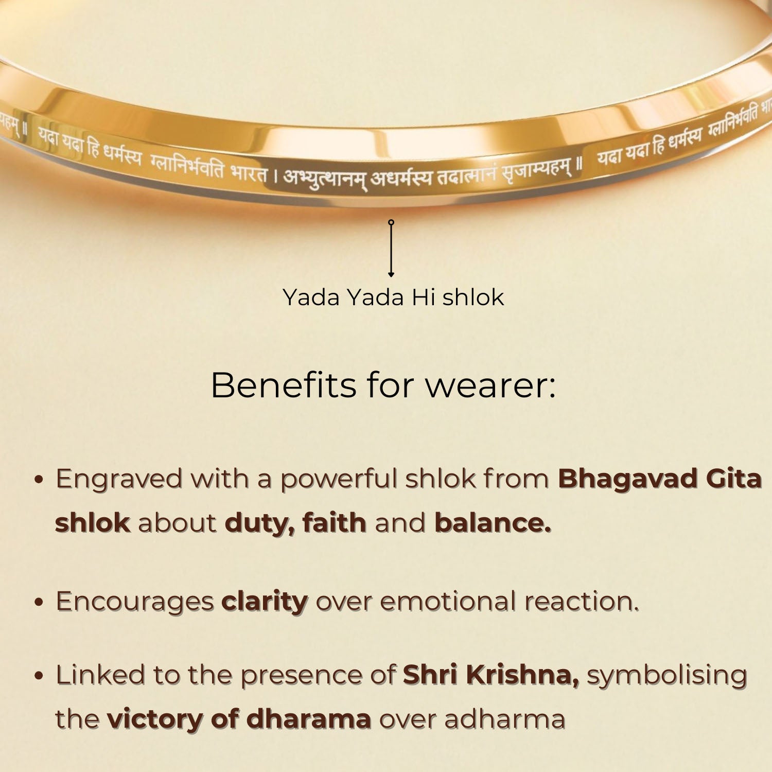 Yada Yada Hi Dharmasya Mahabharat MicroCarved Round Kada Silver