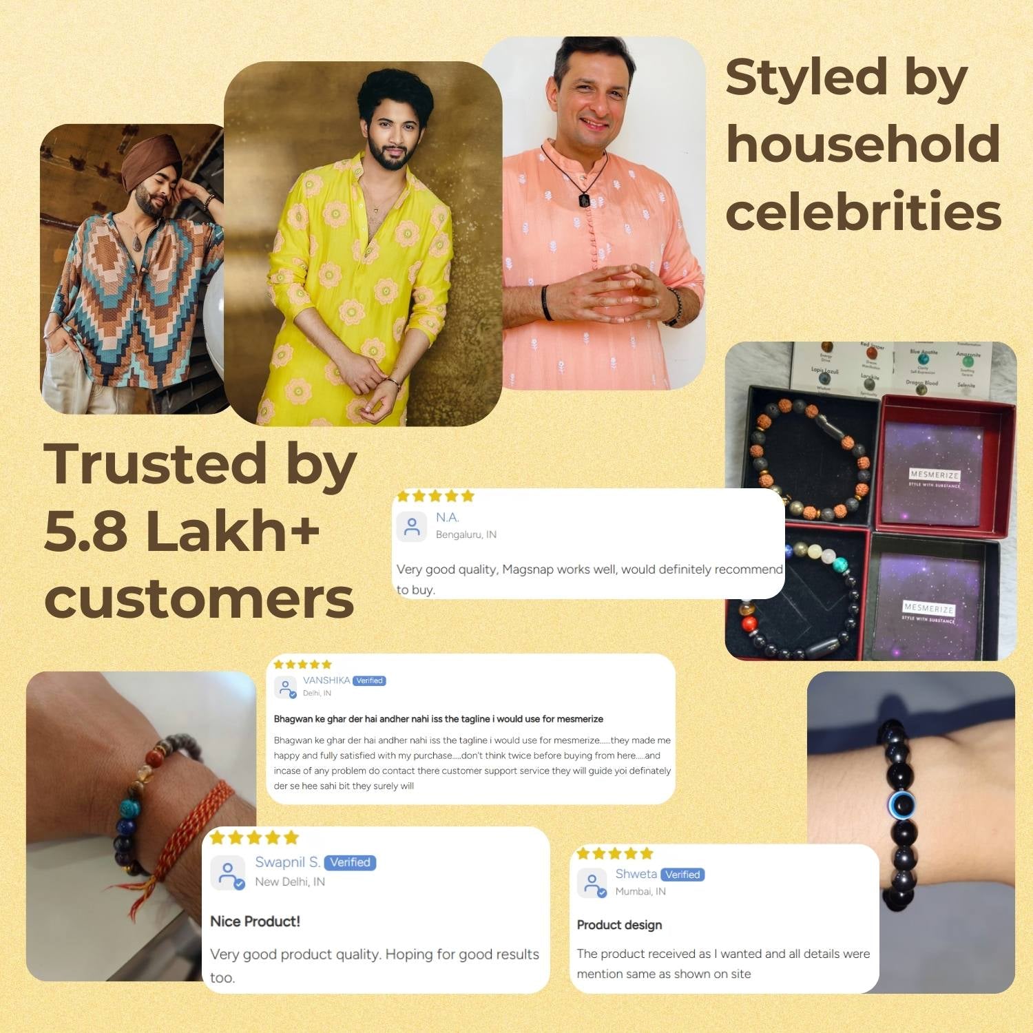 Personalised Natural Stone Jewellery Spiritual Rudraksh Natural Stone Bracelet with Magsnap