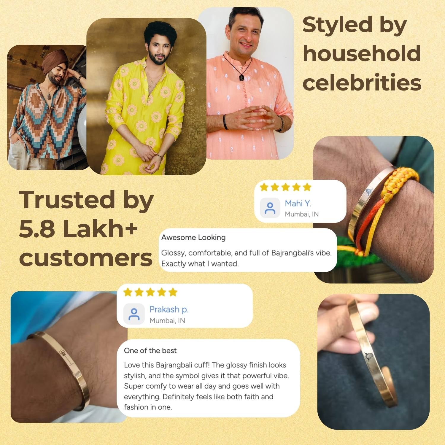 Shiv Trishul Gloss Cuff Adjustable Bracelet Black