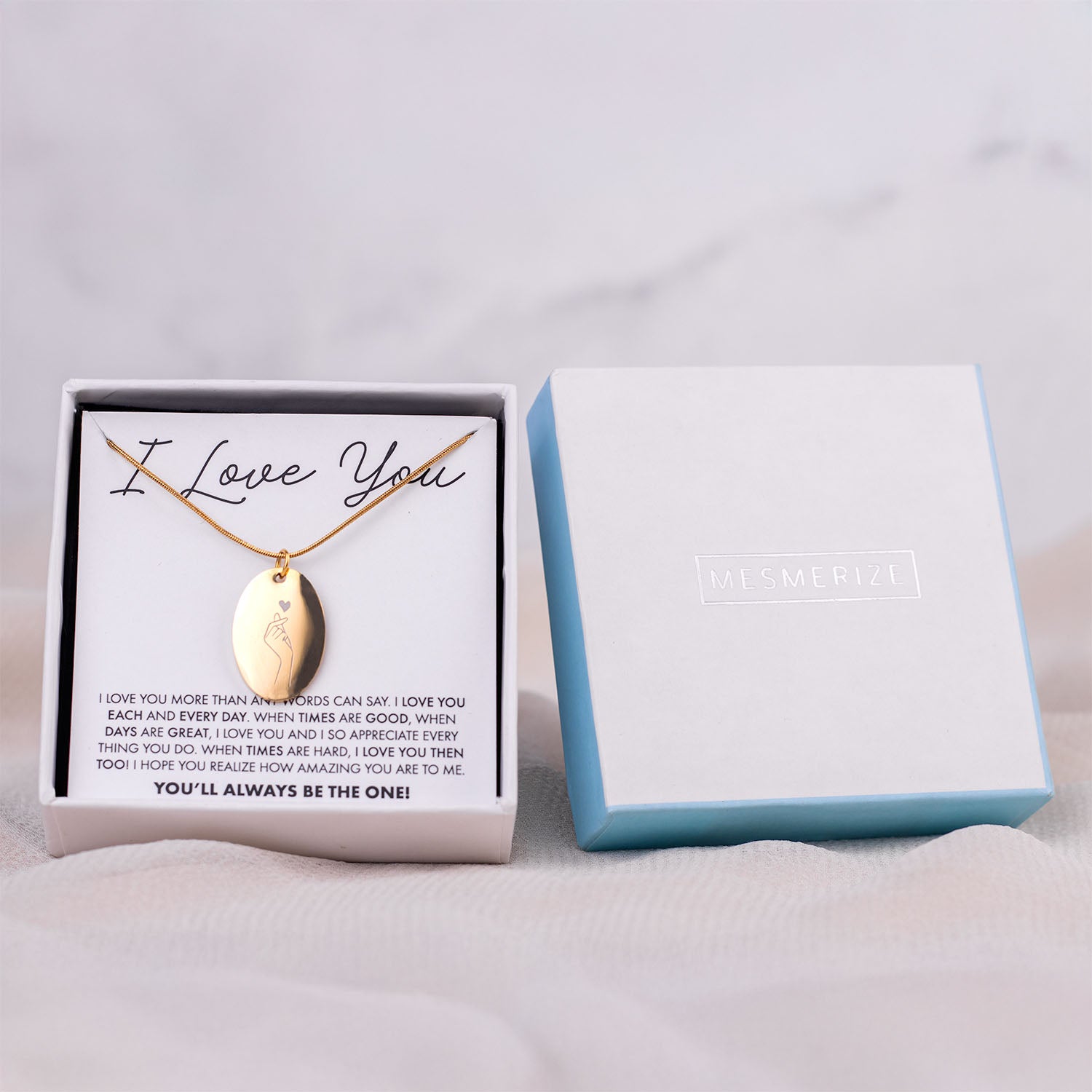 Korean Finger Hearts Oval Necklace Gold