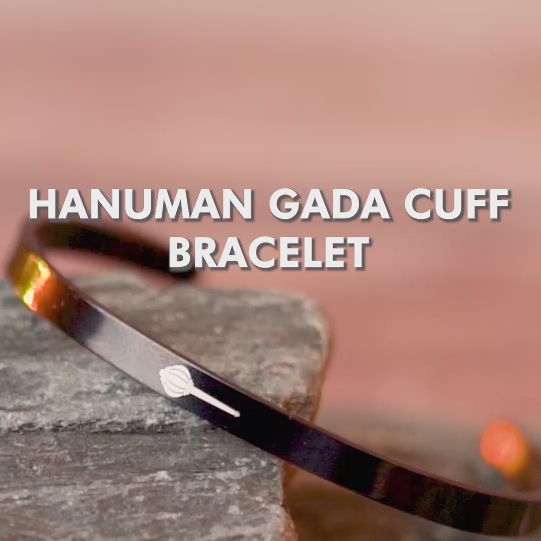 Hanuman Gada Gloss Cuff Adjustable Bracelet Black