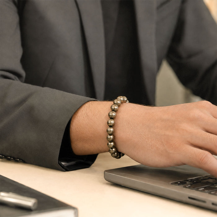 Stone bracelet worn on the wrist